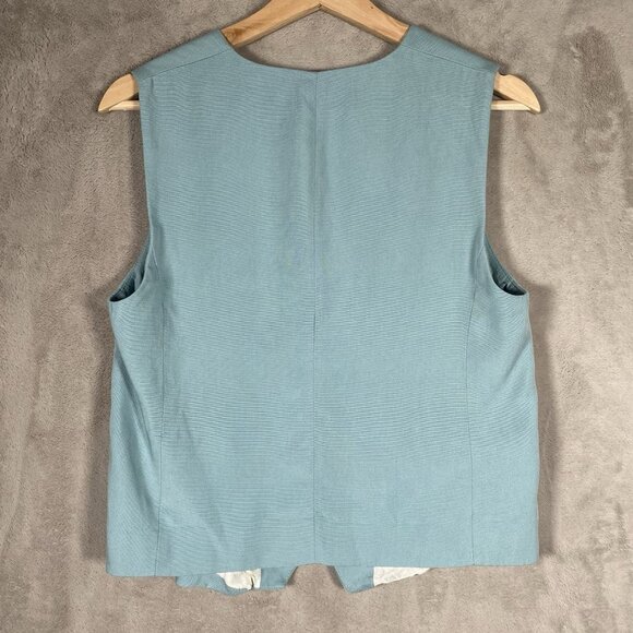 Zara Tailored Waistcoat Women’s XS Vest Top Button Up V Neck Minimalist Blue - Picture 3 of 9